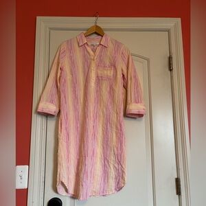 Foxcroft Pink and Yellow Striped Tunic Shirt Dress. Size 6